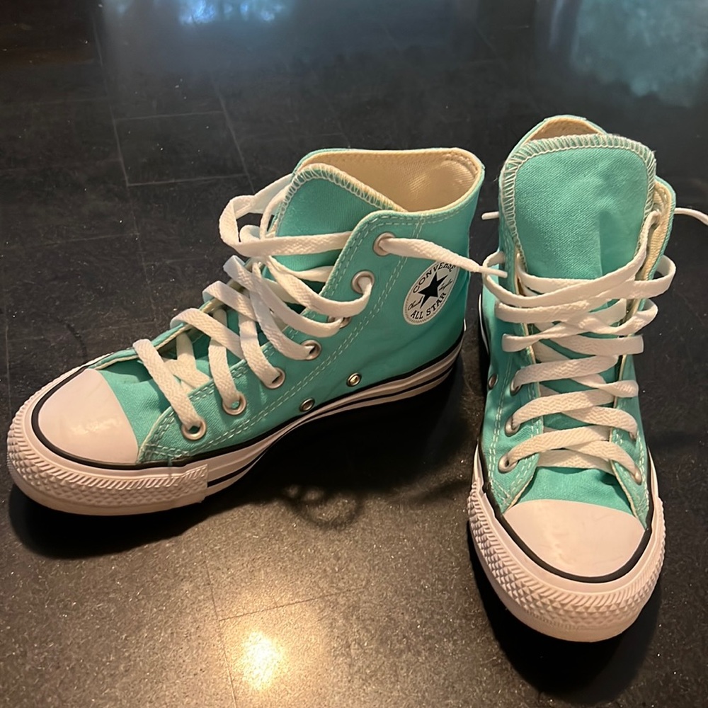 Converse All Star sneakers. Women’s size 5. Hardly worn. Aqua blue